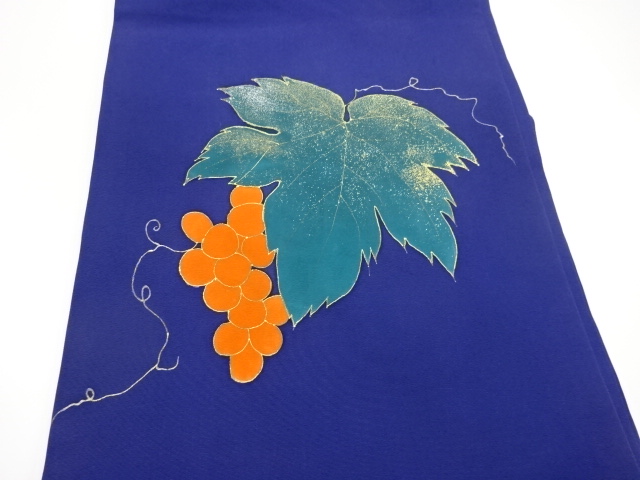  塩瀬金彩葡萄模様名古屋帯